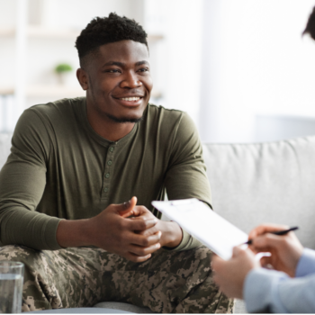 Veteran receiving treatment at a medical clinic